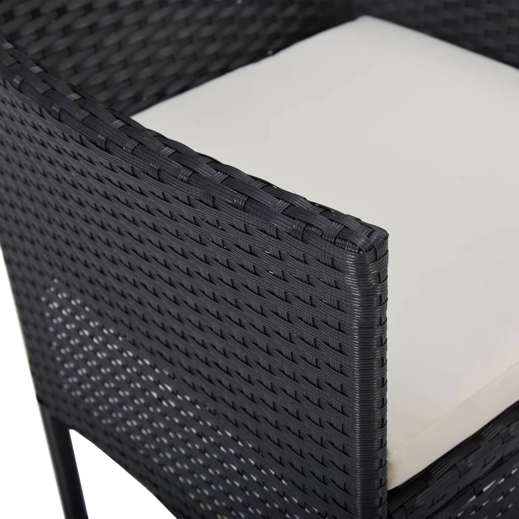 Garden Dining Chairs 2 pcs Poly Rattan Black
