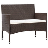 vidaXL Garden Bench with Cushion Poly Rattan Brown