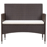 vidaXL Garden Bench with Cushion Poly Rattan Brown