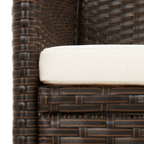 vidaXL 3-Seater Garden Sofa with Cushions Brown Poly Rattan