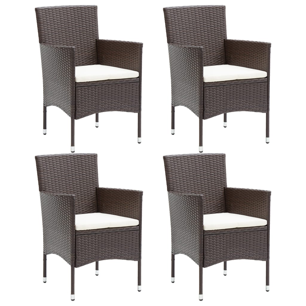 vidaXL Garden Dining Chairs 4 pcs Poly Rattan Brown