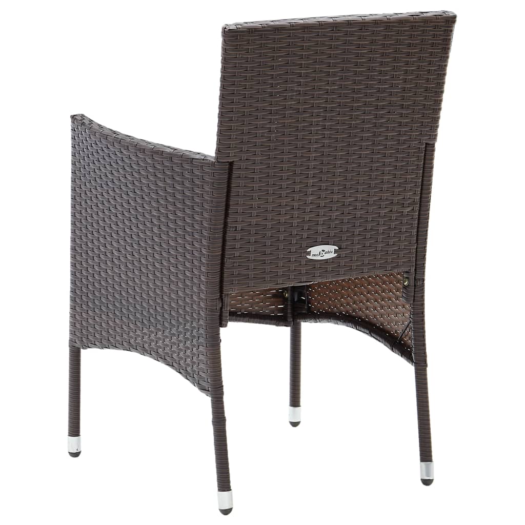 vidaXL Garden Dining Chairs 4 pcs Poly Rattan Brown