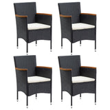 vidaXL Garden Dining Chairs 4 pcs Poly Rattan Black