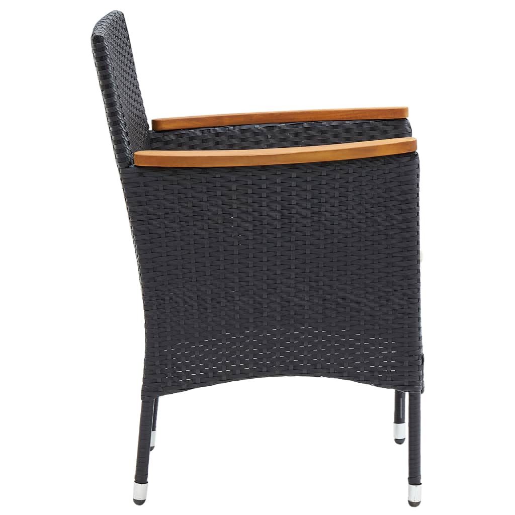 vidaXL Garden Dining Chairs 4 pcs Poly Rattan Black