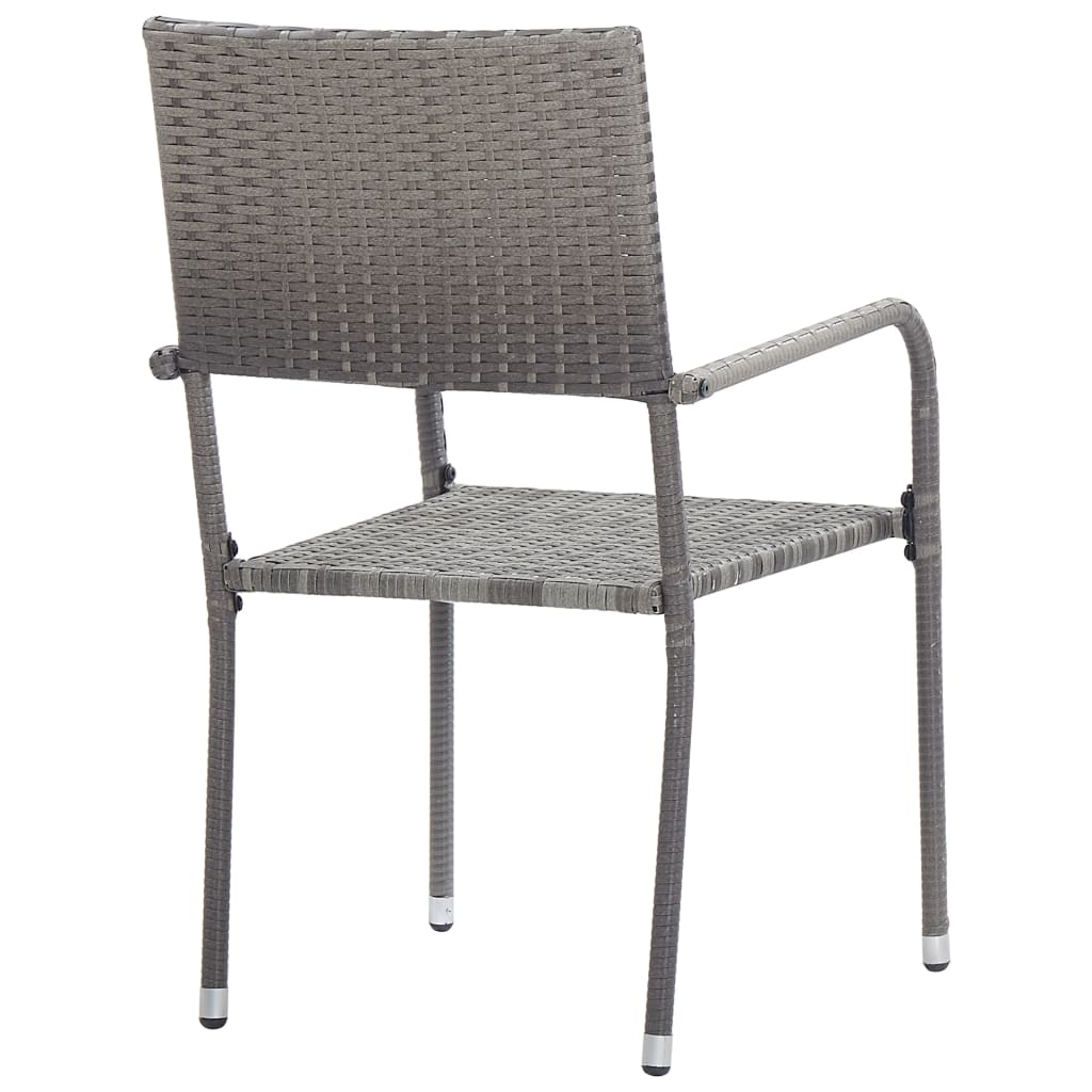 vidaXL Garden Dining Chairs 2 pcs Stackable Grey Poly Rattan