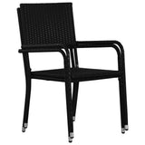 vidaXL Garden Dining Chairs 4 pcs Stackable Black Poly Rattan