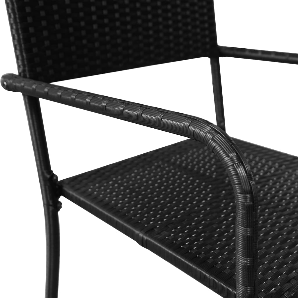 vidaXL Garden Dining Chairs 4 pcs Stackable Black Poly Rattan