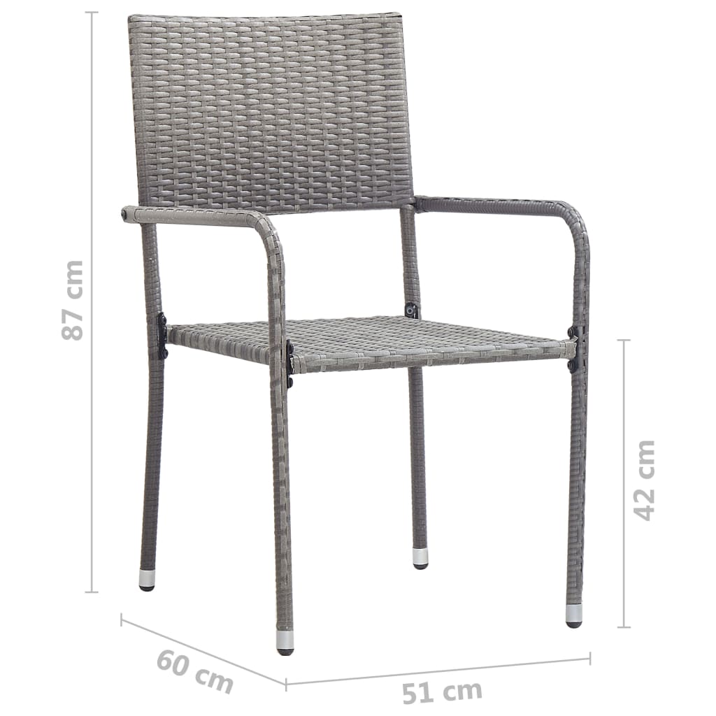 vidaXL Garden Dining Chairs 4 pcs Stackable Grey Poly Rattan