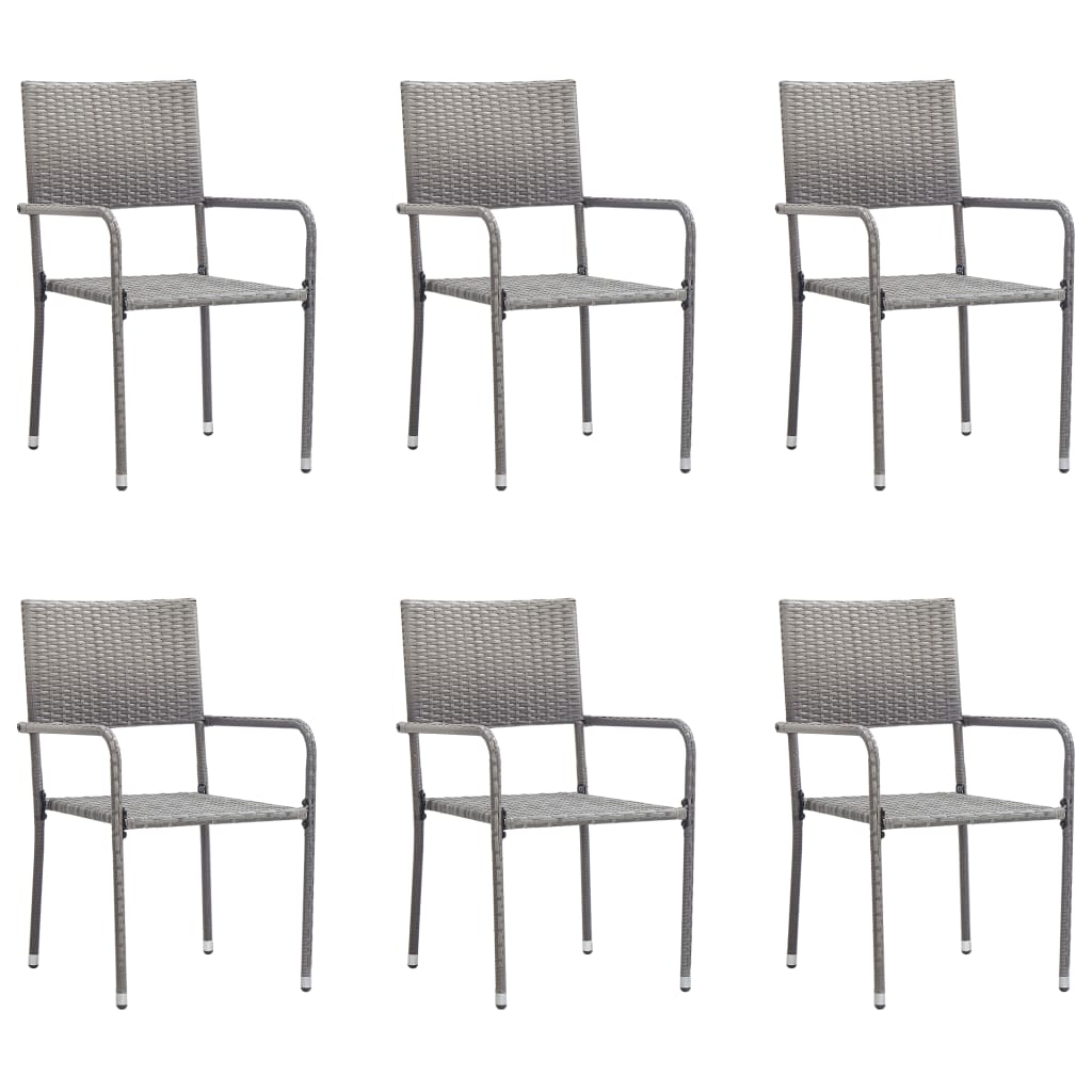 vidaXL Garden Dining Chairs 6 pcs Stackable Grey Poly Rattan