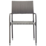 Garden Dining Chairs 6 pcs Stackable Grey Poly Rattan