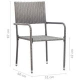 Garden Dining Chairs 6 pcs Stackable Grey Poly Rattan