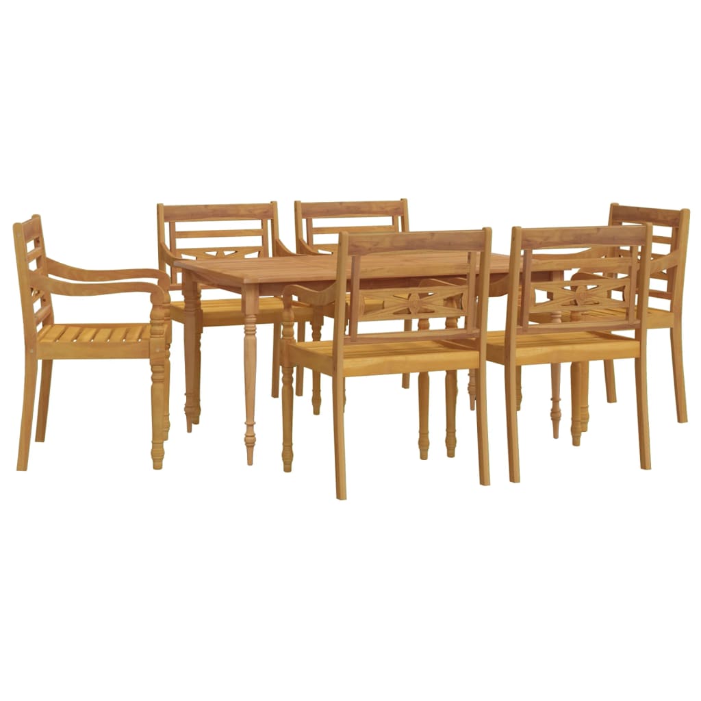 7 Piece Garden Dining Set Solid Wood Teak