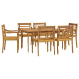 7 Piece Garden Dining Set Solid Wood Teak