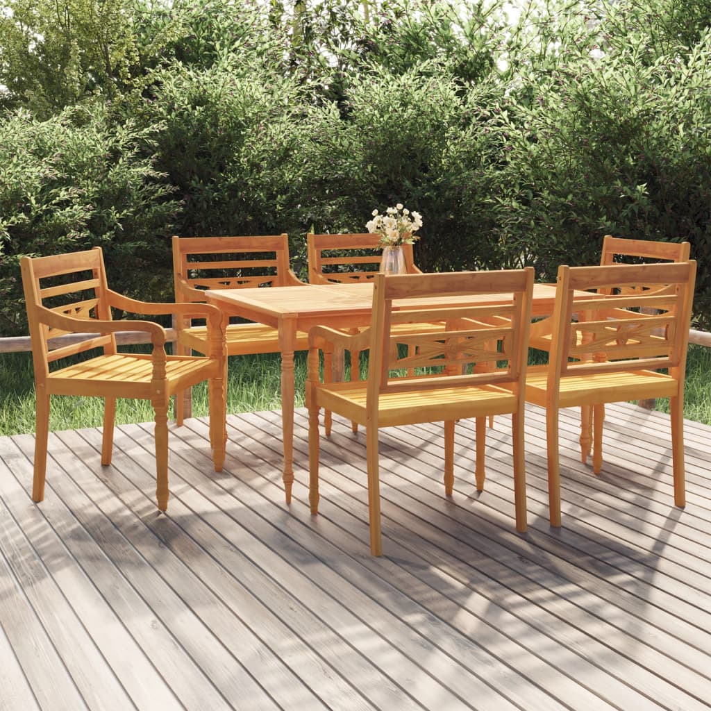 7 Piece Garden Dining Set Solid Wood Teak