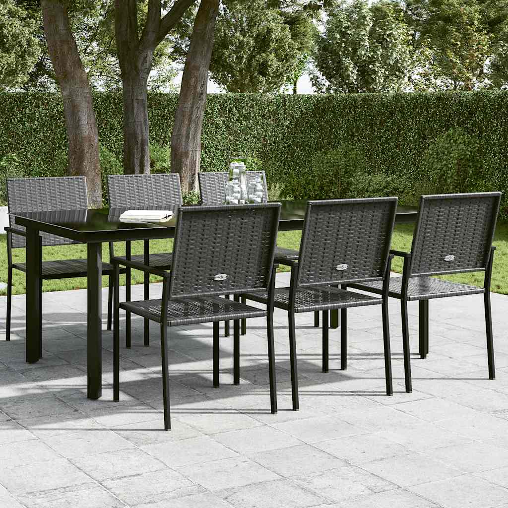Garden Dining Table Black 200x100x74 cm Steel and Glass