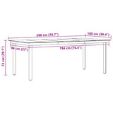 Garden Dining Table Black 200x100x74 cm Steel and Glass