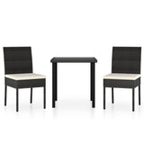 3 Piece Outdoor Dining Set with Cushions Poly Rattan Black