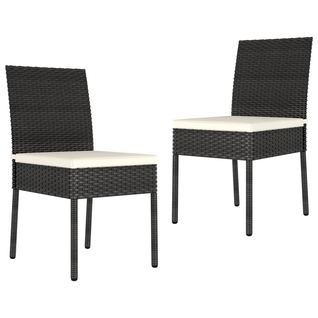 3 Piece Outdoor Dining Set with Cushions Poly Rattan Black