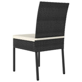 3 Piece Outdoor Dining Set with Cushions Poly Rattan Black