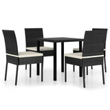 5 Piece Outdoor Dining Set with Cushions Poly Rattan Black