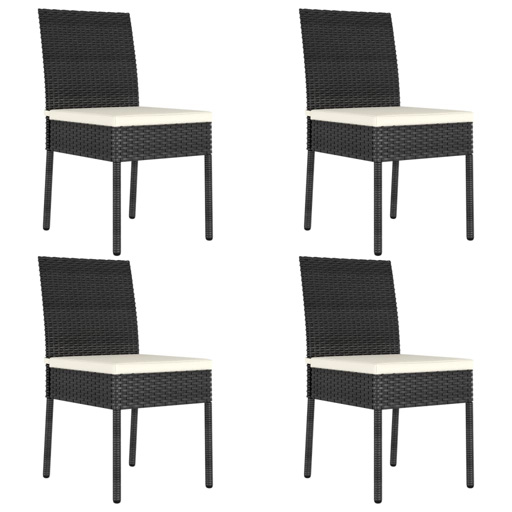 5 Piece Outdoor Dining Set with Cushions Poly Rattan Black