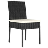 5 Piece Outdoor Dining Set with Cushions Poly Rattan Black