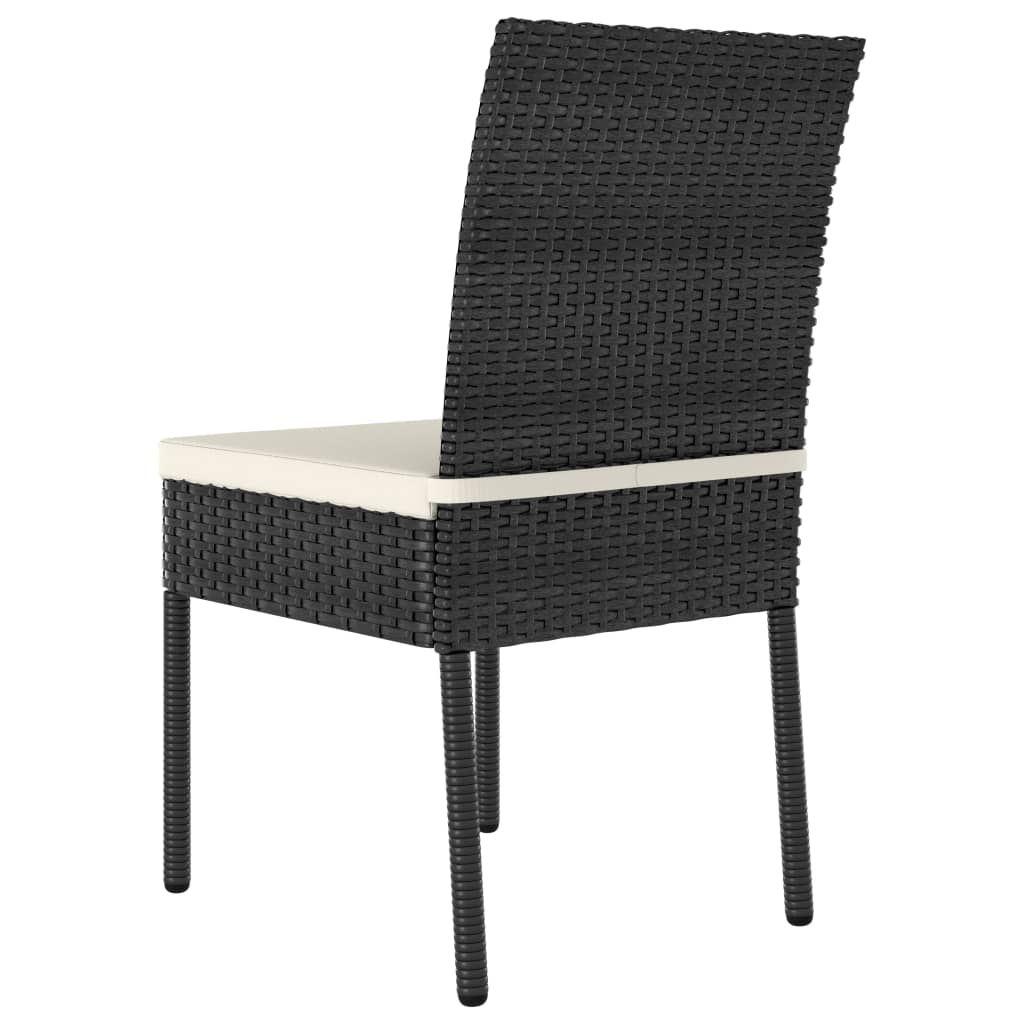 5 Piece Outdoor Dining Set with Cushions Poly Rattan Black