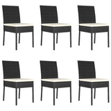 7 Piece Outdoor Dining Set with Cushions Poly Rattan Black