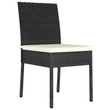 9 Piece Outdoor Dining Set with Cushions Poly Rattan Black