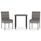 3 Piece Outdoor Dining Set with Cushions Poly Rattan Grey