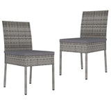 3 Piece Outdoor Dining Set with Cushions Poly Rattan Grey