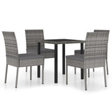 5 Piece Outdoor Dining Set with Cushions Poly Rattan Grey