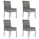 5 Piece Outdoor Dining Set with Cushions Poly Rattan Grey