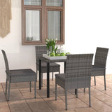 5 Piece Outdoor Dining Set with Cushions Poly Rattan Grey