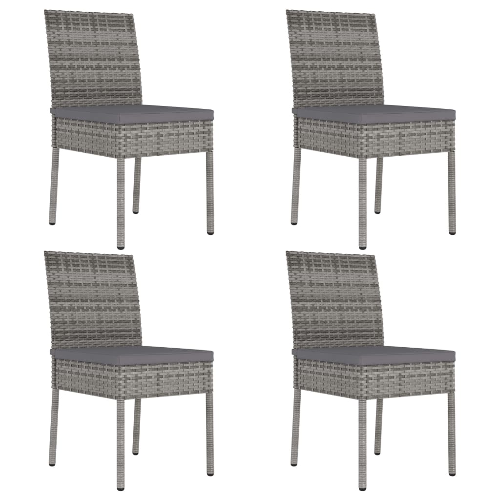 5 Piece Outdoor Dining Set with Cushions Poly Rattan Grey