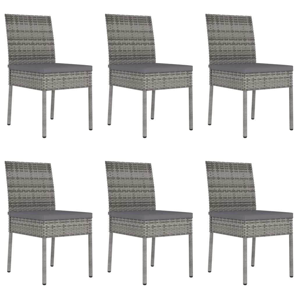 7 Piece Outdoor Dining Set with Cushions Poly Rattan Grey