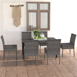 7 Piece Outdoor Dining Set with Cushions Poly Rattan Grey