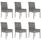 7 Piece Outdoor Dining Set with Cushions Poly Rattan Grey