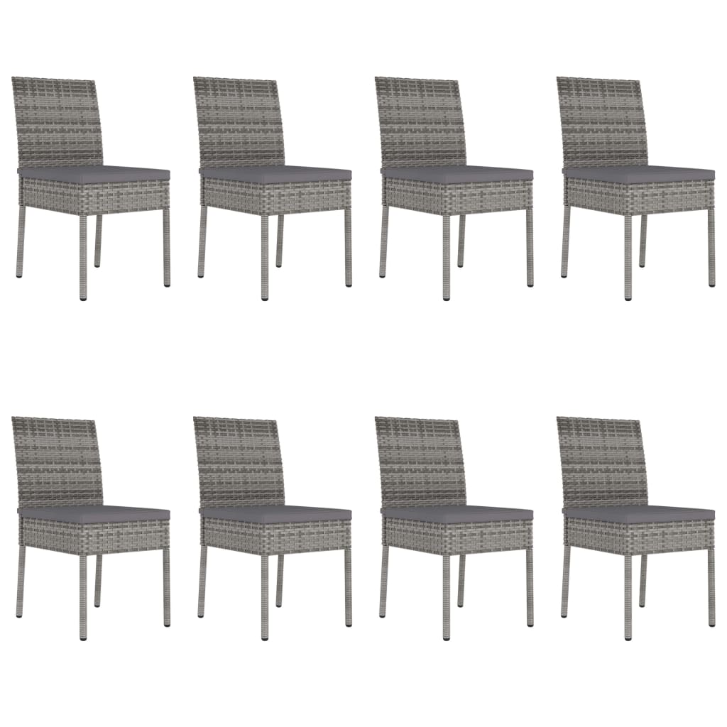 9 Piece Outdoor Dining Set with Cushions Poly Rattan Grey