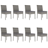 9 Piece Outdoor Dining Set with Cushions Poly Rattan Grey