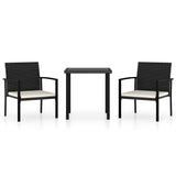 3 Piece Outdoor Dining Set Poly Rattan Black