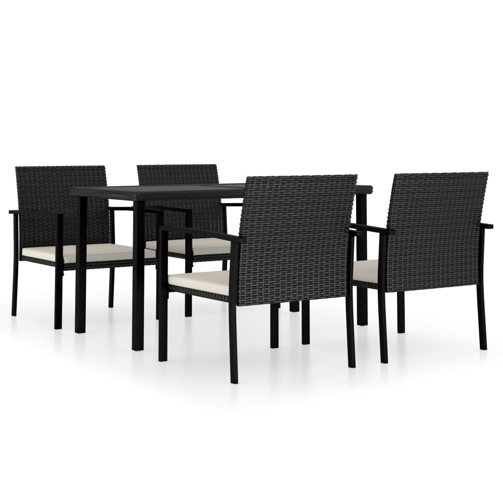 5 Piece Outdoor Dining Set Poly Rattan Black