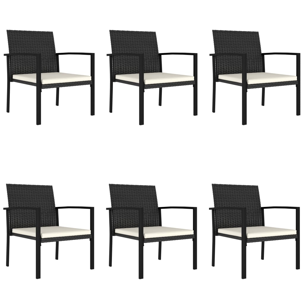 7 Piece Outdoor Dining Set Poly Rattan Black