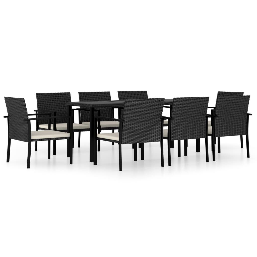 9 Piece Outdoor Dining Set Poly Rattan Black