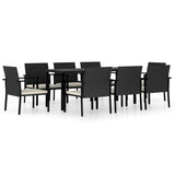 9 Piece Outdoor Dining Set Poly Rattan Black