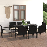 9 Piece Outdoor Dining Set Poly Rattan Black