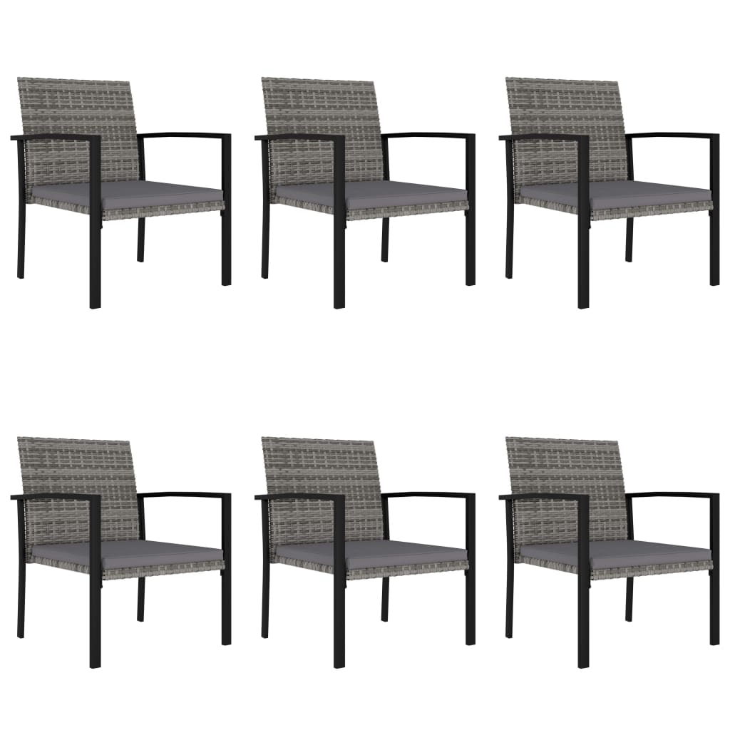 7 Piece Outdoor Dining Set Poly Rattan Grey