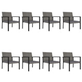 9 Piece Outdoor Dining Set Poly Rattan Grey