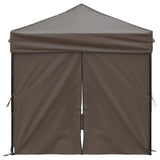 Folding Party Tent with Sidewalls Taupe 2x2 m