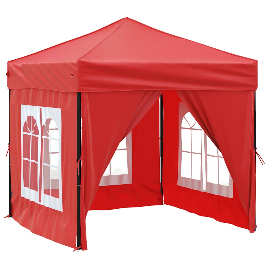 Folding Party Tent with Sidewalls Red 2x2 m